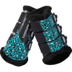 Weatherbeeta Leopard Brushing Boots 1006958008 Turquoise Leopard Print