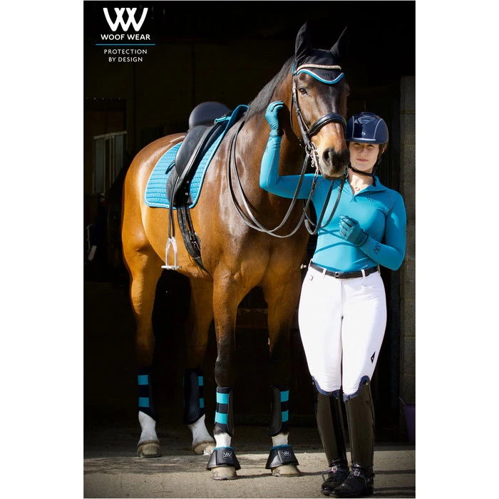 Woof Wear Club Brushing Boots - Black / Ocean Colour Black/Ocean 2 Woof Wear Club Brushing Boots - Black / Ocean Colour Black/Ocean - Image 2