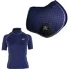 2022 Woof Wear Womens Short Sleeve Performance Riding Shirt & Close Contact Saddle Cloth Bundle - Navy