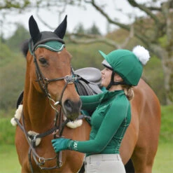 2022 Woof Wear Fly Veil WS0010 - British Racing Green Colour British Racing Green -Weatherbeeta Shop 2855 DSC 0120.700x700