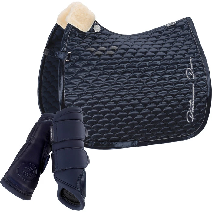 2023 Eskadron Satin Cloud Saddle Cloth & Softshell Tendon Boots Bundle 218031555031 - Navy 1 2023 Eskadron Satin Cloud Saddle Cloth & Softshell Tendon Boots Bundle 218031555031 - Navy