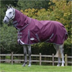 Weatherbeeta Comfitec Plus Dynamic II Medium-Lite Detach-A-Neck Turnout Rug - Maroon / Grey