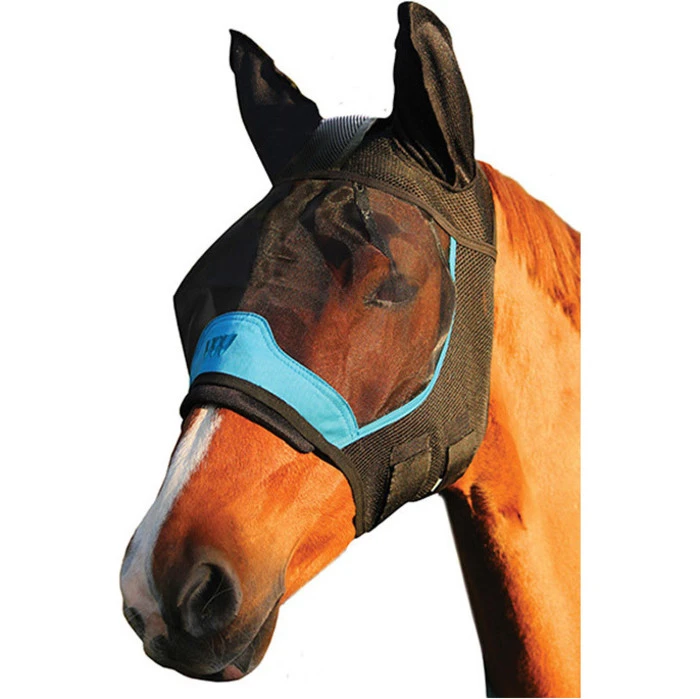 Woof Wear UV Fly Mask With Ears WS0014 - Black / Turquoise 1 Woof Wear UV Fly Mask With Ears WS0014 - Black / Turquoise