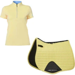 2023 Dublin Womens Kylee Short Sleeve Shirt & Weatherbeeta Prime All Purpose Saddle Pad Bundle Colour Butter