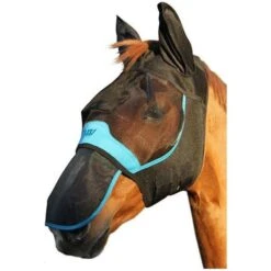 Woof Wear UV Fly Mask Without Ears - Black / Turquoise Colour Black/Turquoise -Weatherbeeta Shop nose20protector.700x700